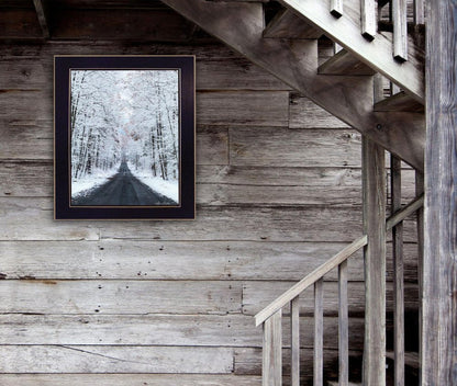 All Roads lead Home winter lane Black Framed Print Wall Art HomeRoots