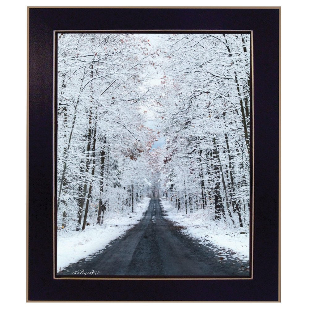 All Roads lead Home winter lane Black Framed Print Wall Art — view 10