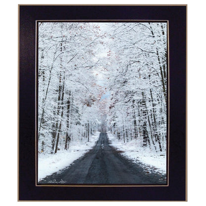 All Roads lead Home winter lane Black Framed Print Wall Art HomeRoots