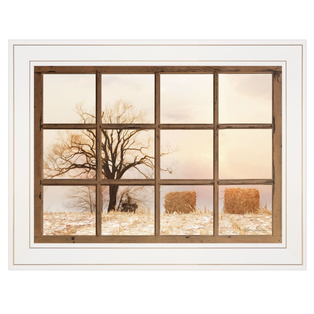 View of Fields White Framed Print Wall Art — view 1