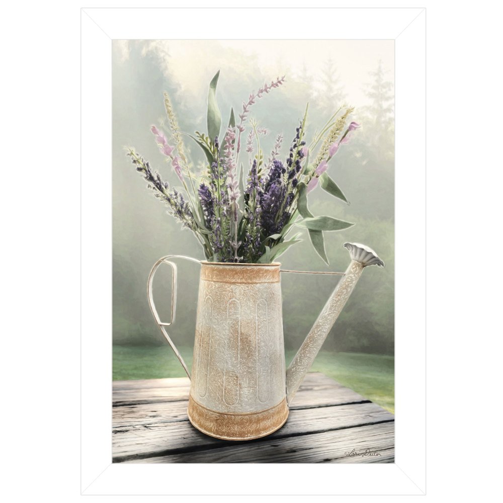 Lavender Watering Can 2 White Framed Print Wall Art HomeRoots