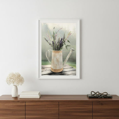 Lavender Watering Can 2 White Framed Print Wall Art HomeRoots