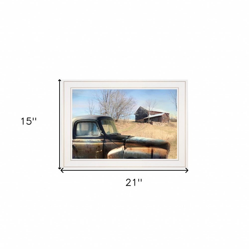 Vintage Farm Trucks 1 White Framed Print Wall Art — view 4