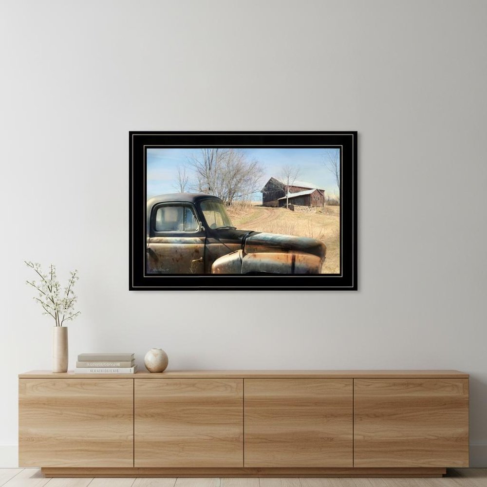 Vintage Farm Trucks 2 Black Framed Print Wall Art HomeRoots