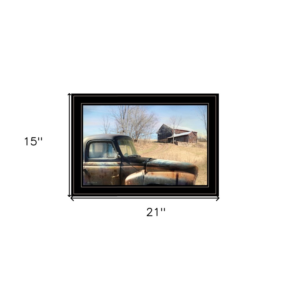 Vintage Farm Trucks 2 Black Framed Print Wall Art — view 4
