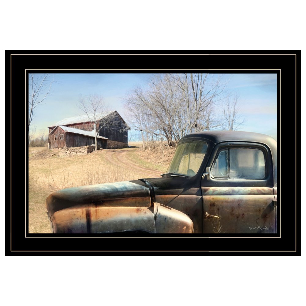 Vintage Farm Trucks 2 Black Framed Print Wall Art HomeRoots