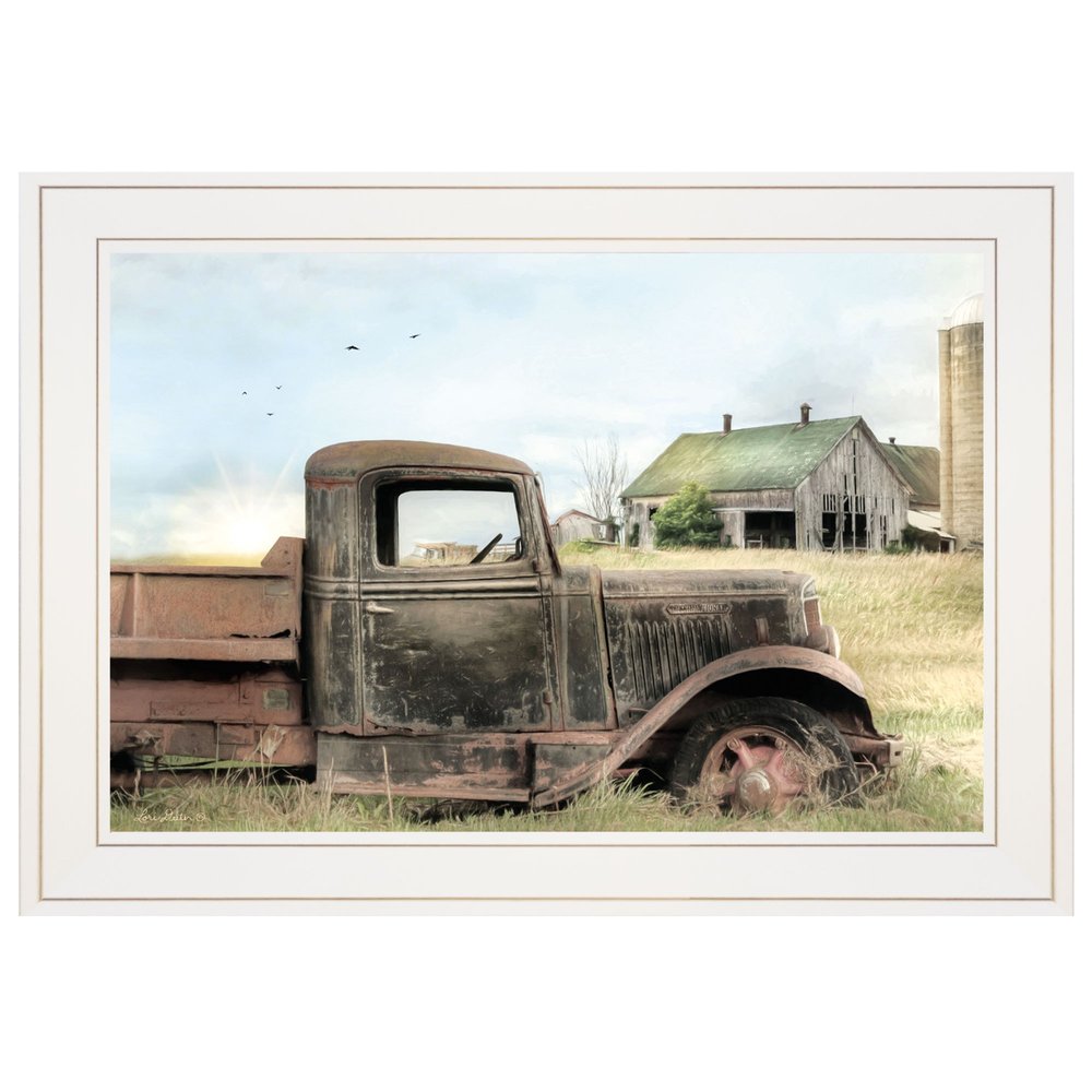 Vintage Farm Trucks I 1 White Framed Print Wall Art HomeRoots