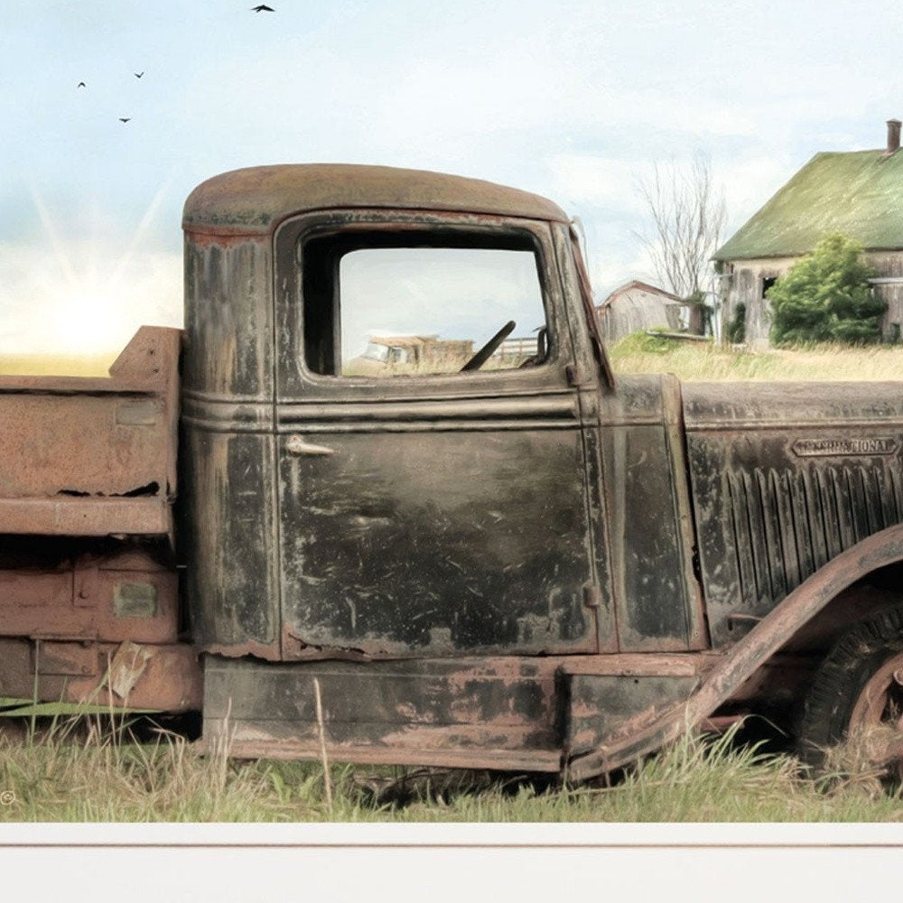 Vintage Farm Trucks I 1 White Framed Print Wall Art HomeRoots