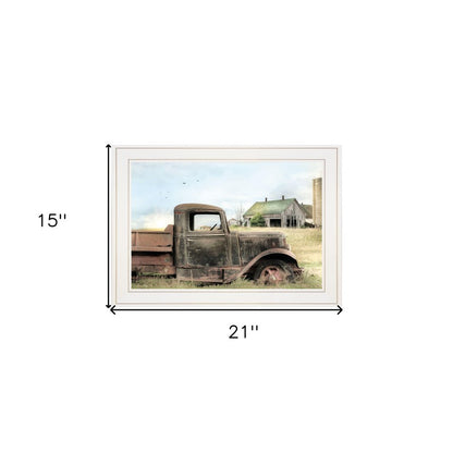 Vintage Farm Trucks I 1 White Framed Print Wall Art HomeRoots