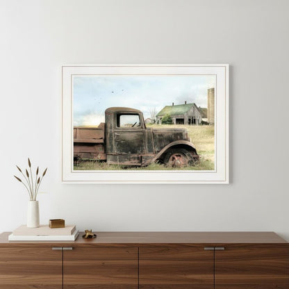 Vintage Farm Trucks I 1 White Framed Print Wall Art HomeRoots