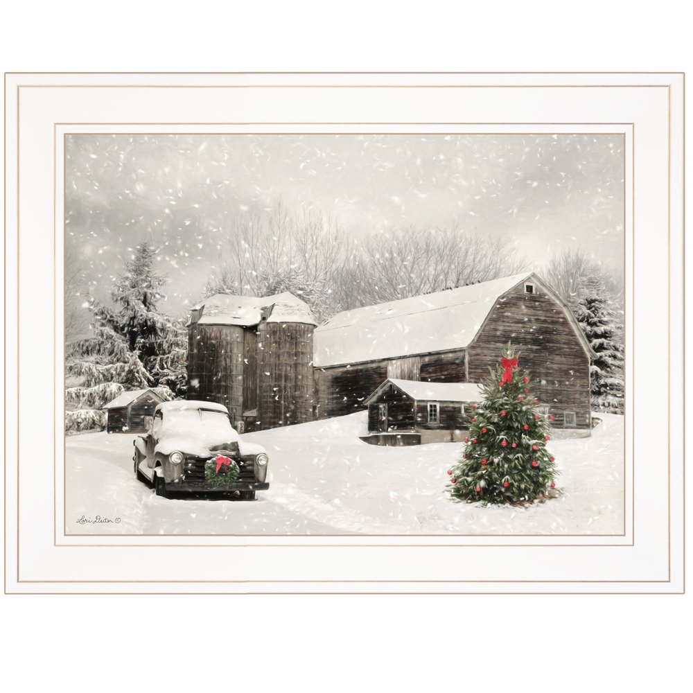 Farmhouse Christmas 1 White Framed Print Wall Art HomeRoots