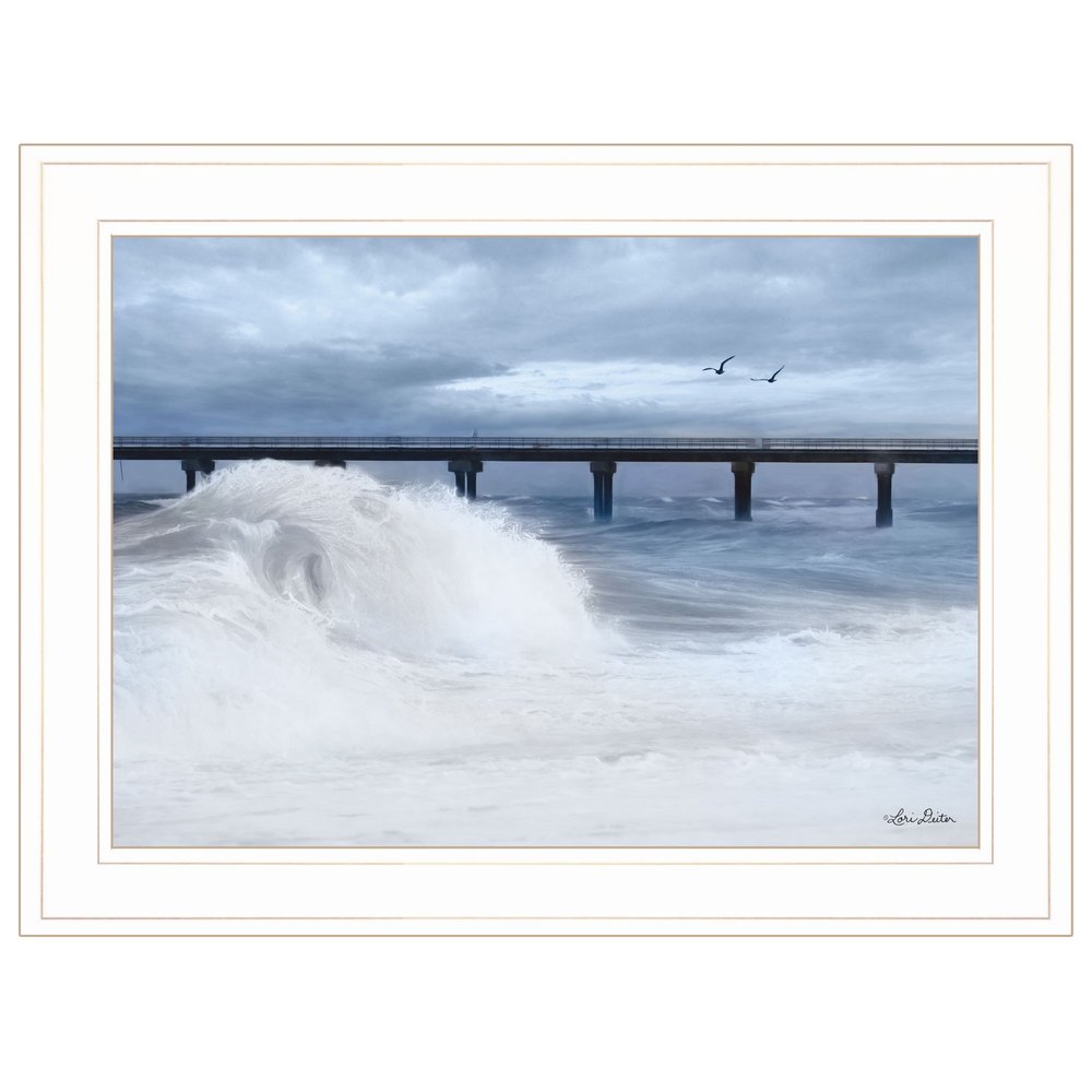 Blue Waves 1 White Framed Print Wall Art HomeRoots