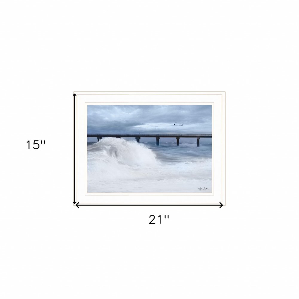 Blue Waves 1 White Framed Print Wall Art — view 3