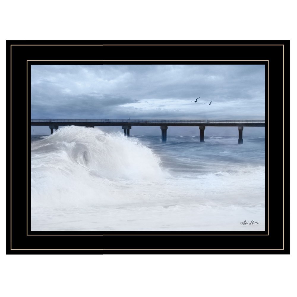 Blue Waves 2 Black Framed Print Wall Art — view 1