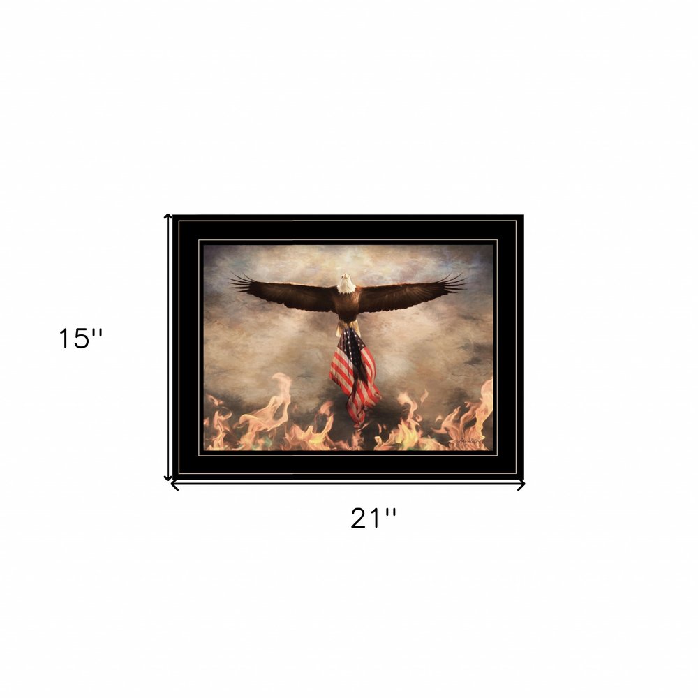 Bald Eagle Rescues The Flag Black Framed Print Wall Art — view 3