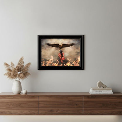 Bald Eagle Rescues The Flag Black Framed Print Wall Art HomeRoots