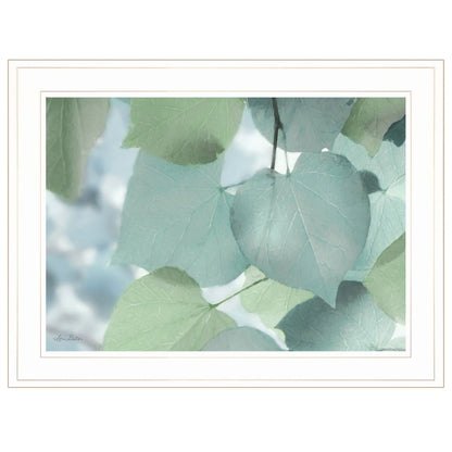 Aqua Leaves 1 White Framed Print Wall Art HomeRoots