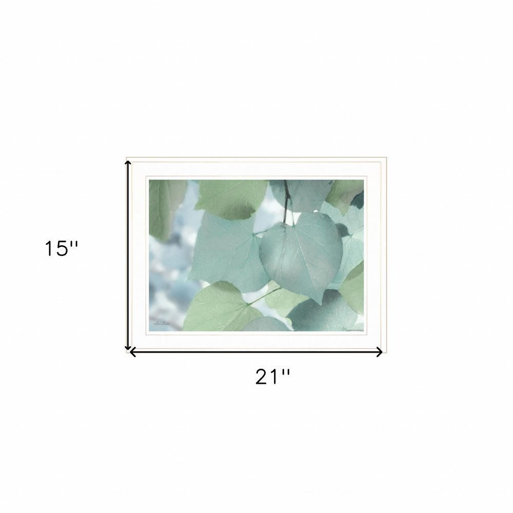 Aqua Leaves 1 White Framed Print Wall Art HomeRoots