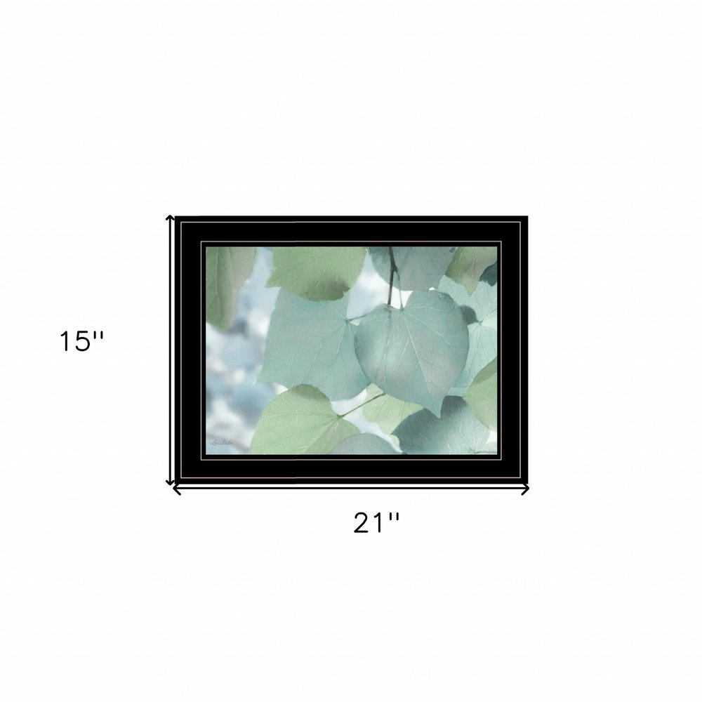 Aqua Leaves 2 Black Framed Print Wall Art — view 3