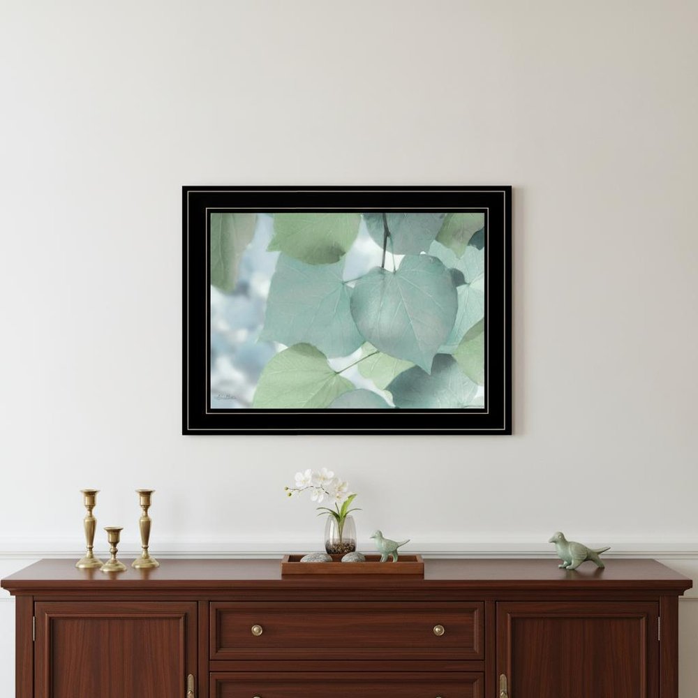 Aqua Leaves 2 Black Framed Print Wall Art — view 4
