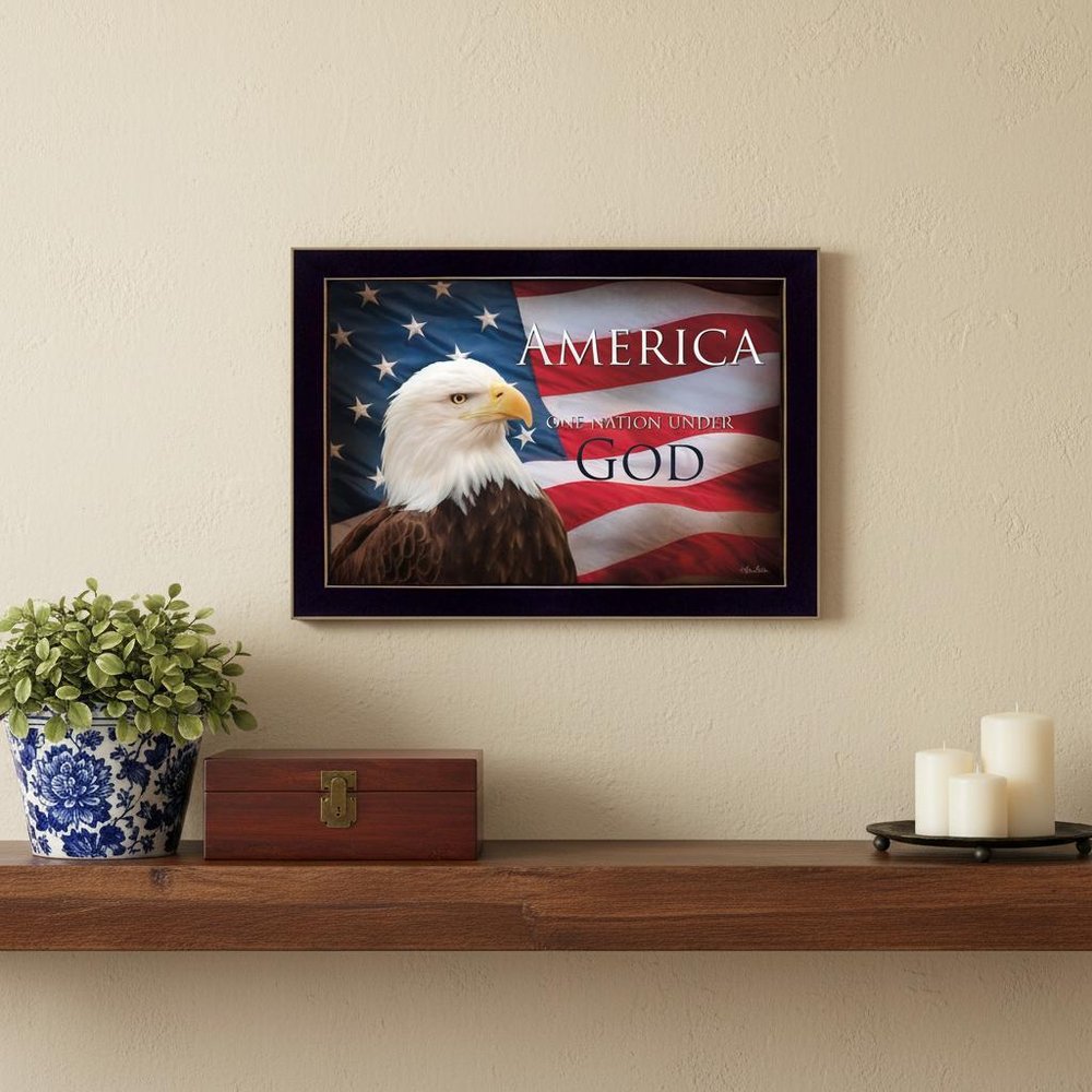 One Nation Under God Flag Black Framed Print Wall Art — view 5