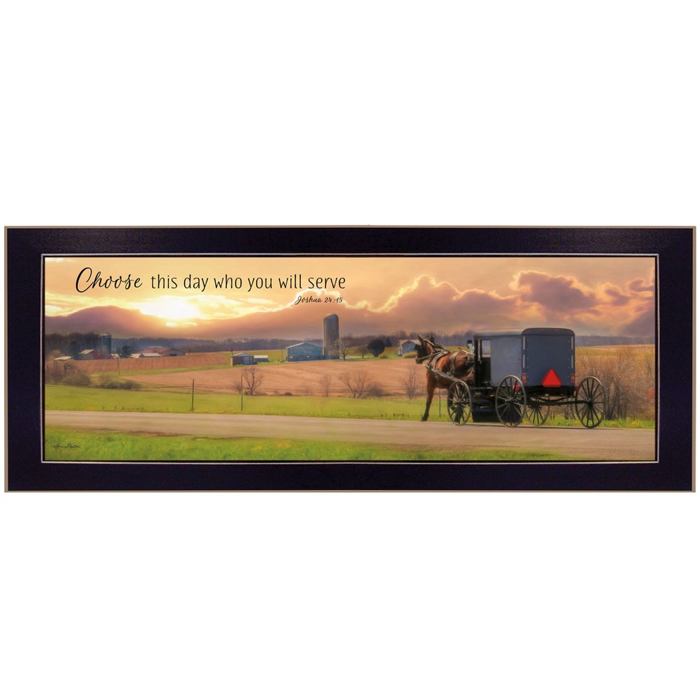 Choose this Day Who You will Serve Black Framed Print Wall Art — view 1