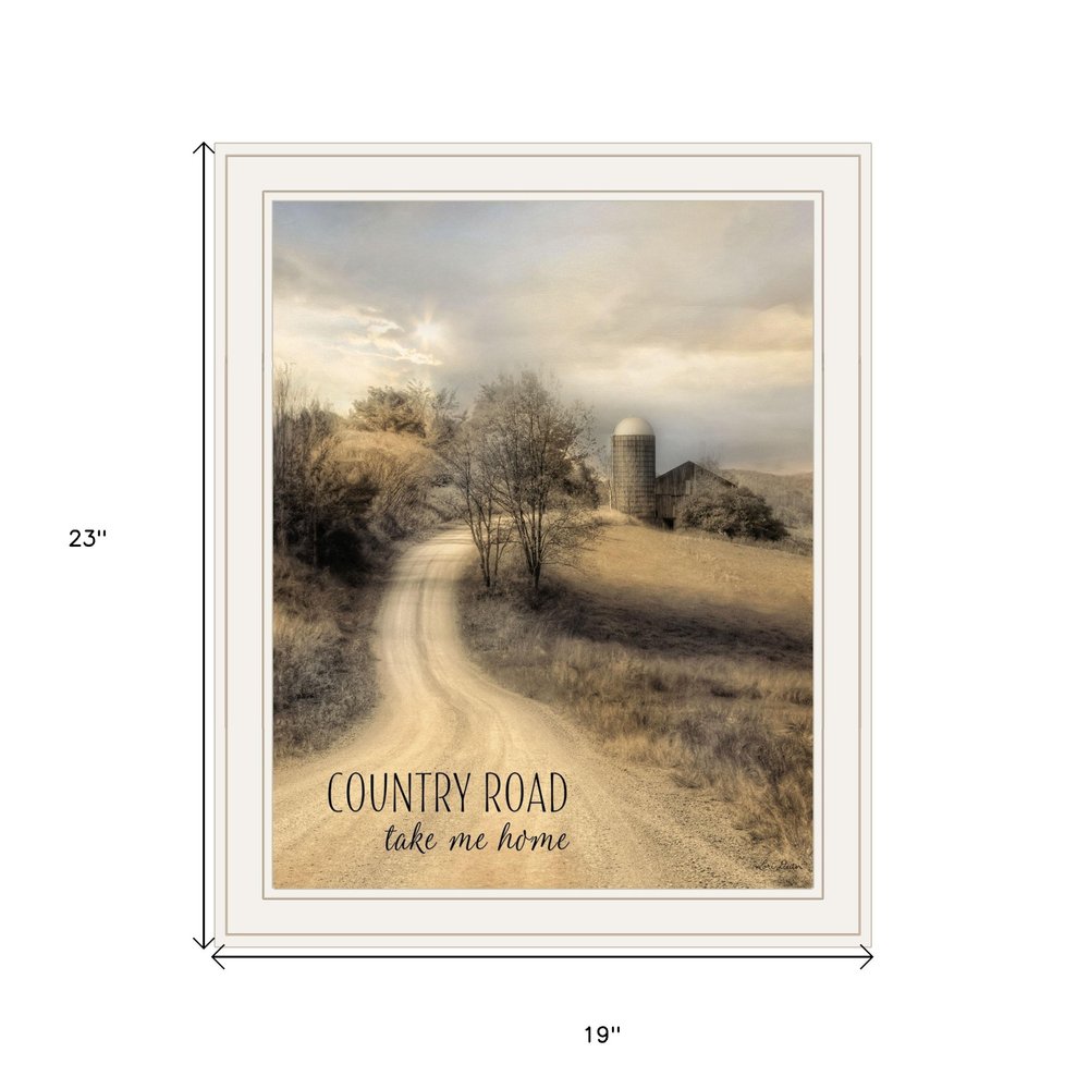 Country Road Take Me 1 White Framed Print Wall Art — view 5