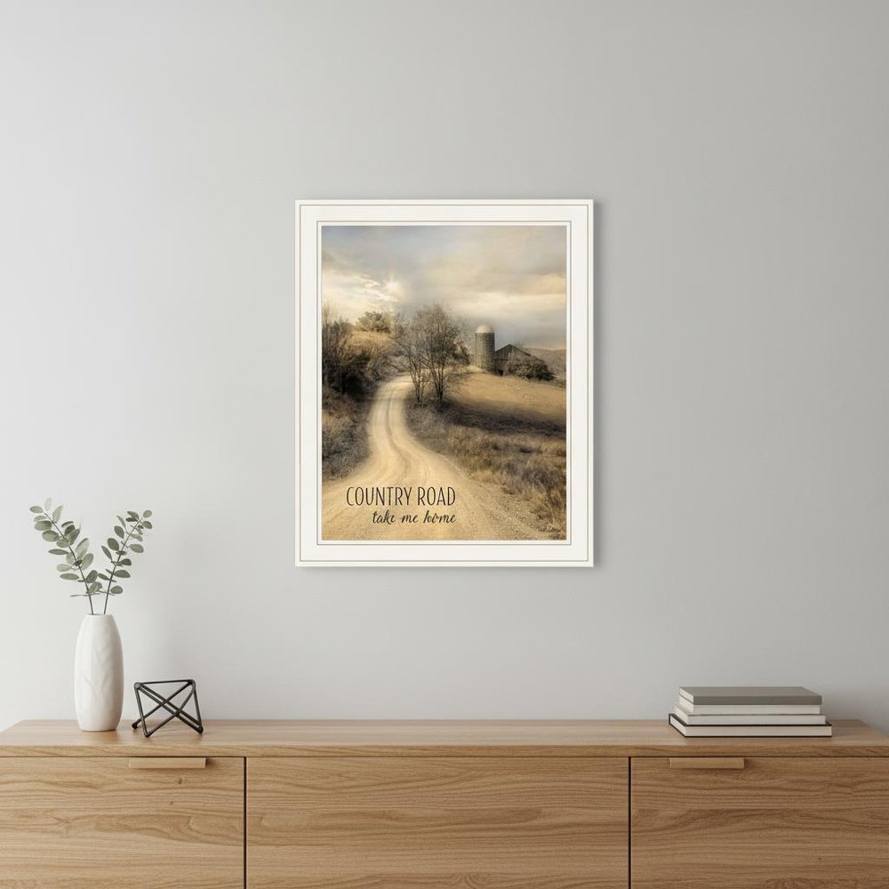 Country Road Take Me 1 White Framed Print Wall Art — view 1