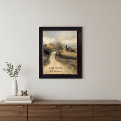 Country Road Take Me 2 Black Framed Print Wall Art HomeRoots