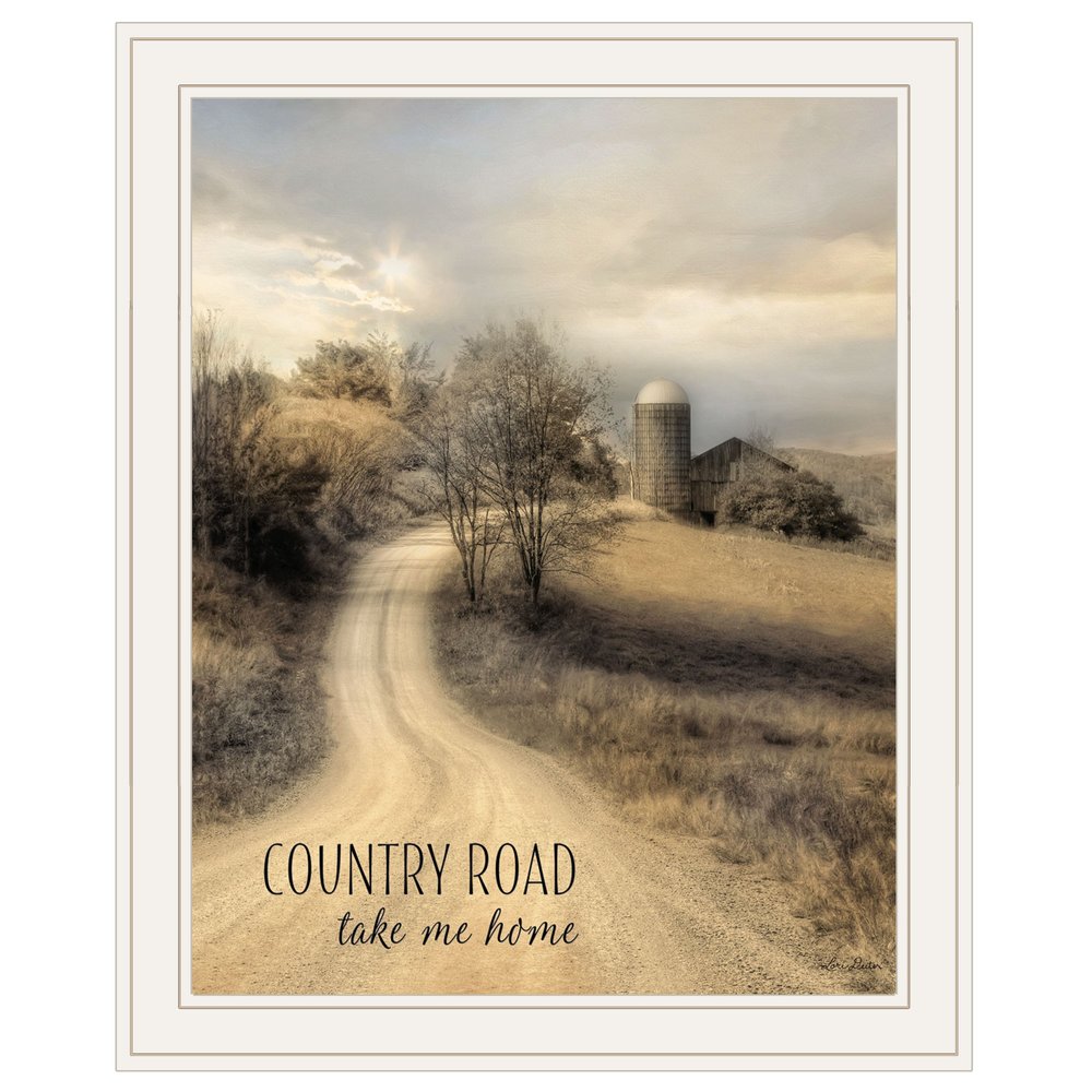 Country Road Take Me Home 1 White Framed Print Wall Art HomeRoots