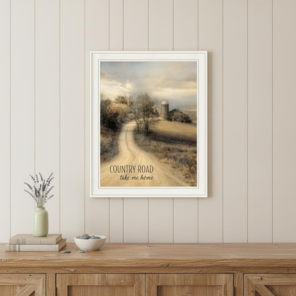 Country Road Take Me Home 1 White Framed Print Wall Art HomeRoots