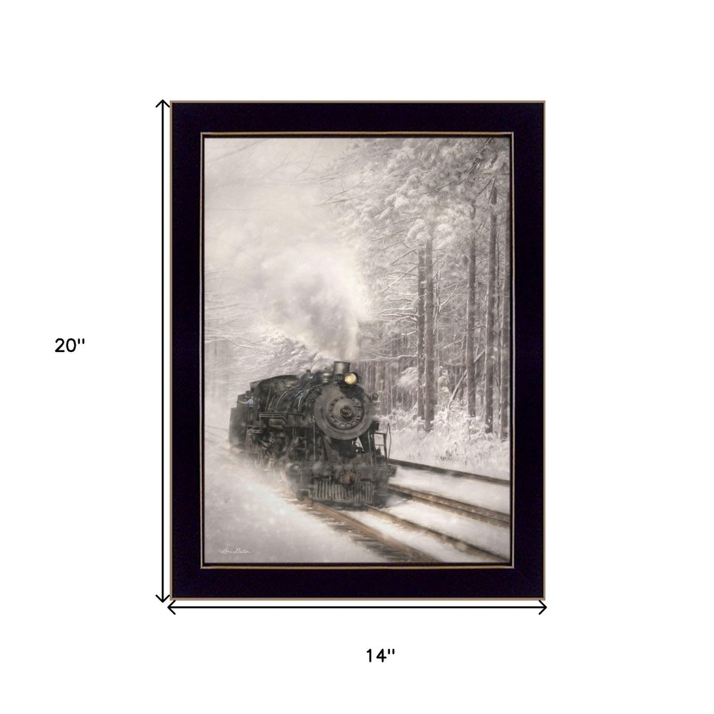 Snowy Locomotive 1 Black Framed Print Wall Art — view 3