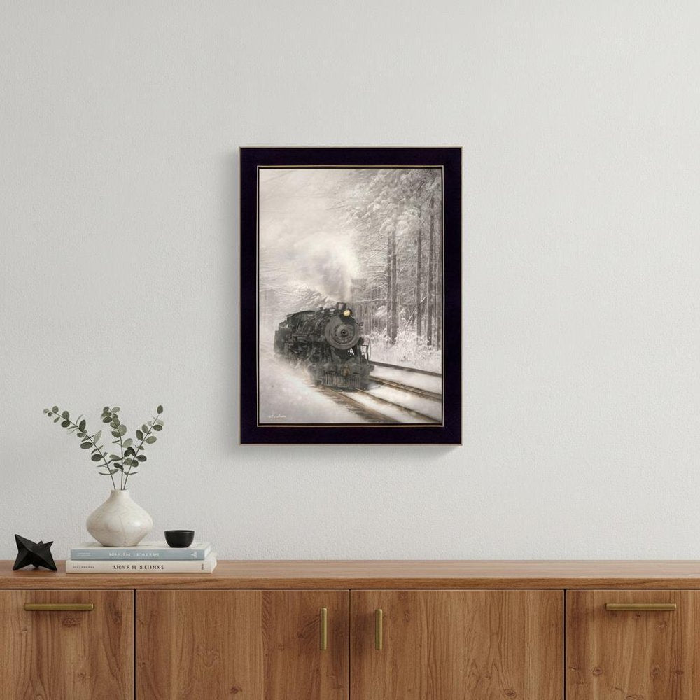 Snowy Locomotive 1 Black Framed Print Wall Art — view 4