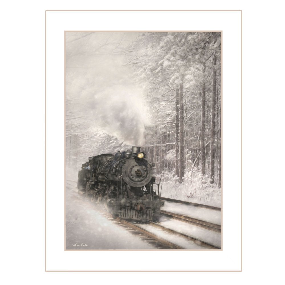Snowy Locomotive 2 White Framed Print Wall Art HomeRoots