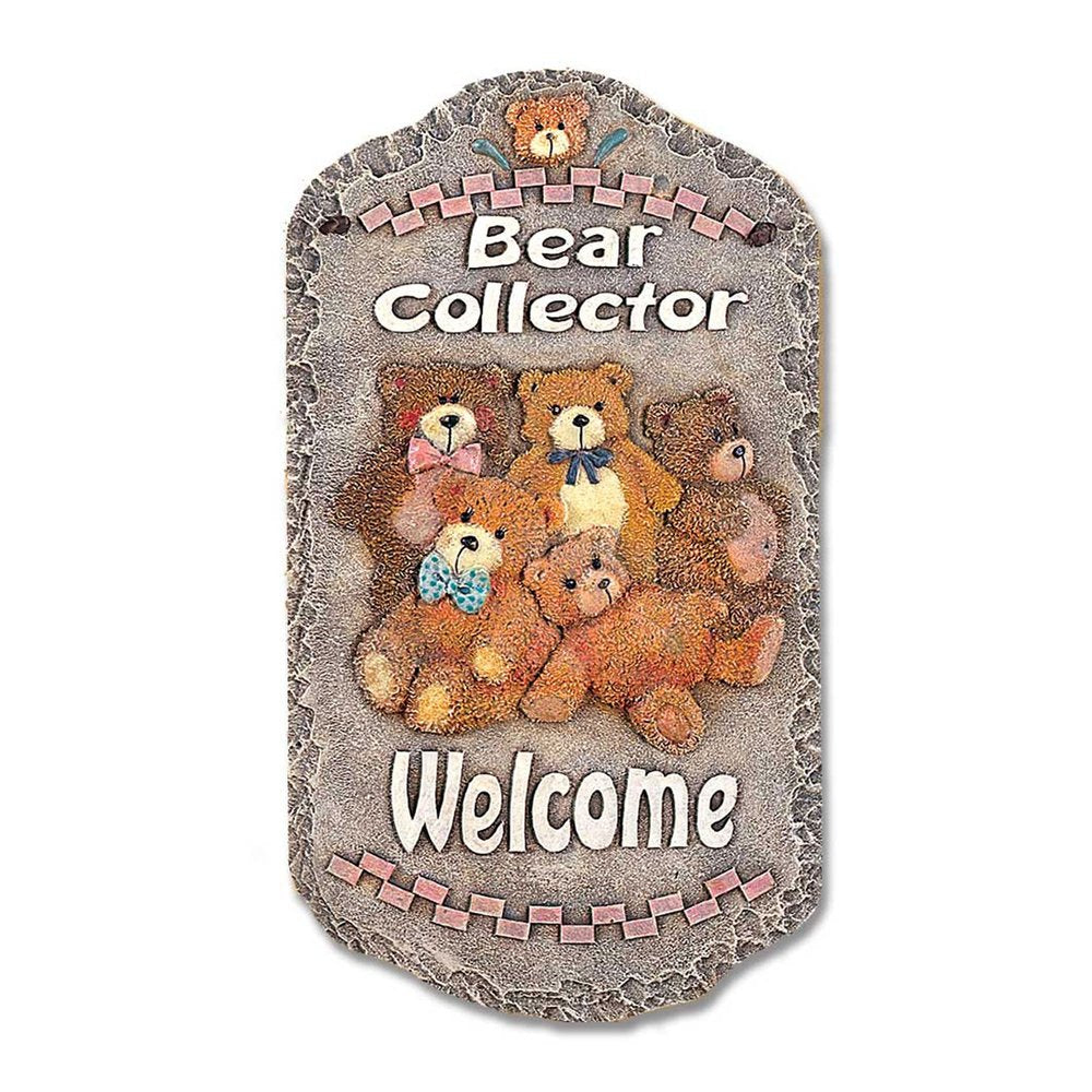 13" X 8" Gray Brown And Cream Bear Welcome Resin Wall Decor — view 1