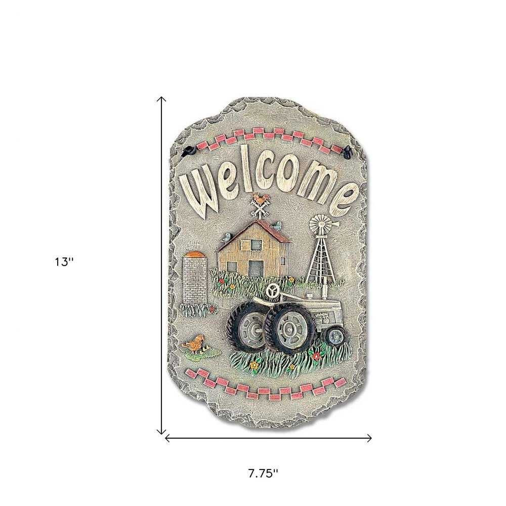 13" X 8" Gray And Beige Polyresin Welcome Sign Wall Decor — view 3