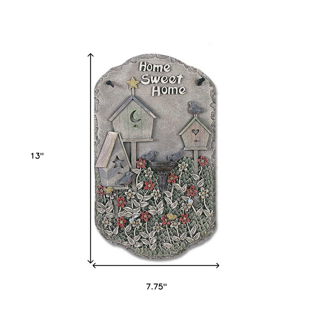 13" X 8" Gray And Ivory Bird Home Sweet Home Polyresin Wall Decor — view 3