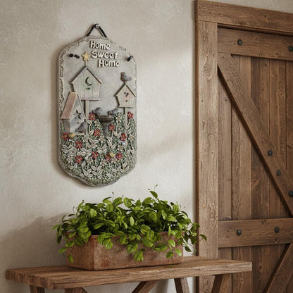 13" X 8" Gray And Ivory Bird Home Sweet Home Polyresin Wall Decor