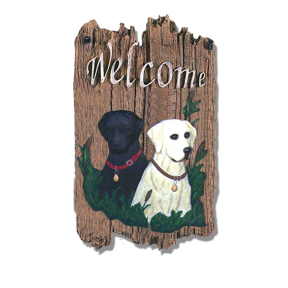 13" X 8" Brown Black And Yellow Dog Welcome Polyresin Wall Decor — view 1