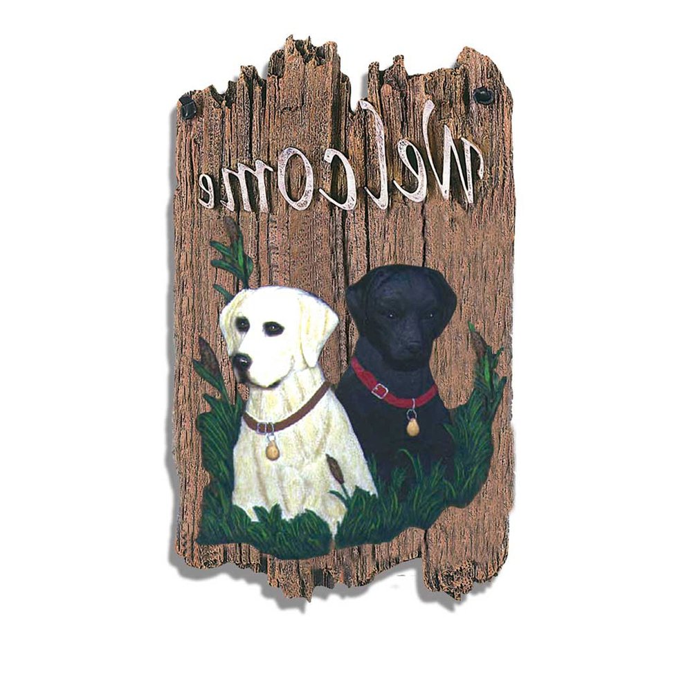 13" X 8" Brown Black And Yellow Dog Welcome Polyresin Wall Decor — view 2