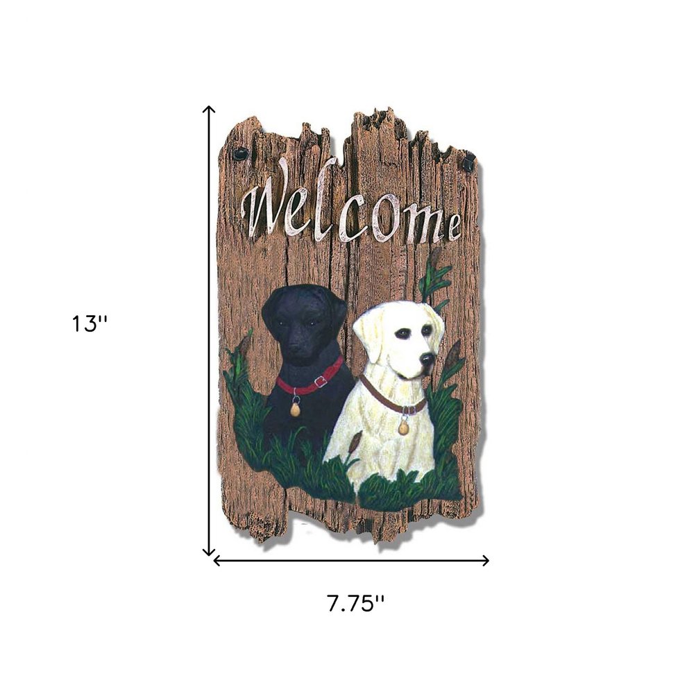 13" X 8" Brown Black And Yellow Dog Welcome Polyresin Wall Decor — view 3