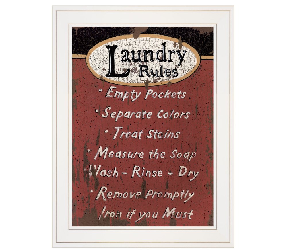 Laundry Rules 3 White Framed Print Laundry Wall Art HomeRoots