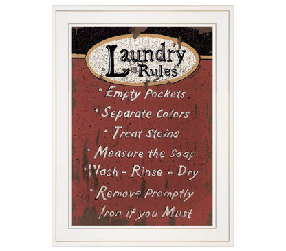 Laundry Rules 3 White Framed Print Laundry Wall Art HomeRoots