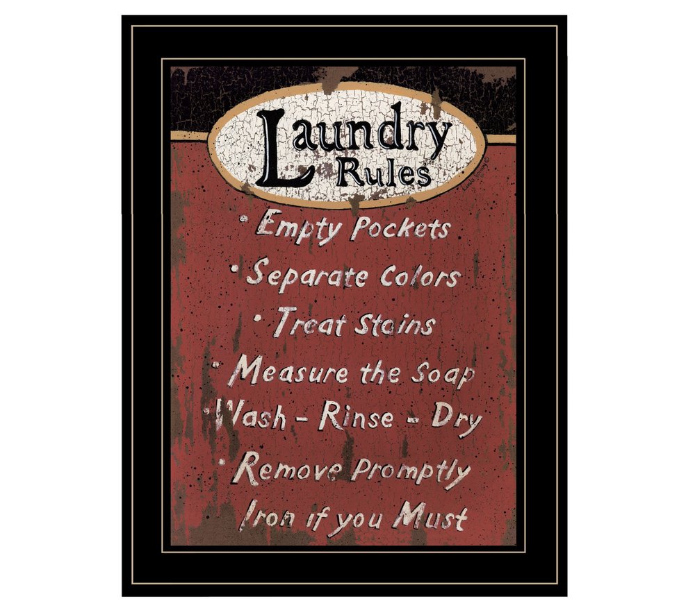 Laundry Rules 4 Black Framed Print Bathroom Wall Art — view 1