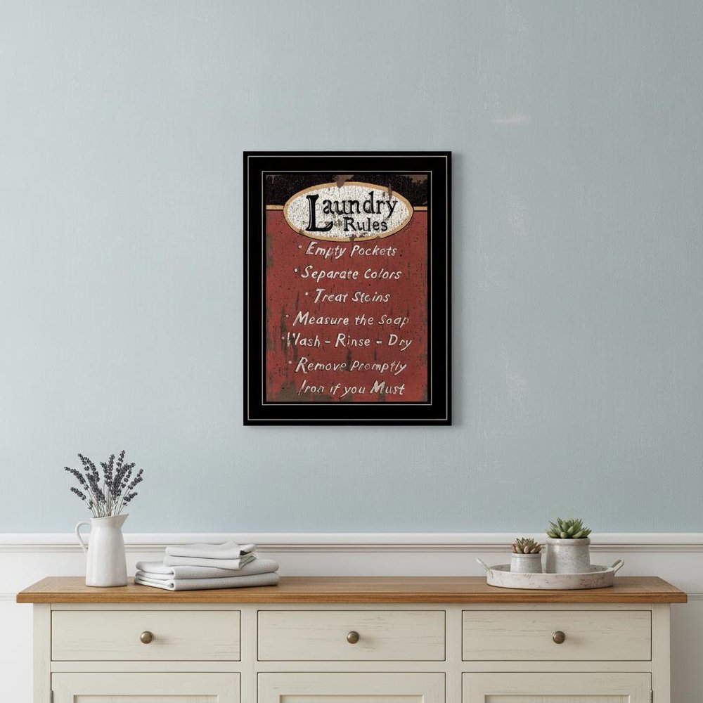 Laundry Rules 4 Black Framed Print Bathroom Wall Art — view 4