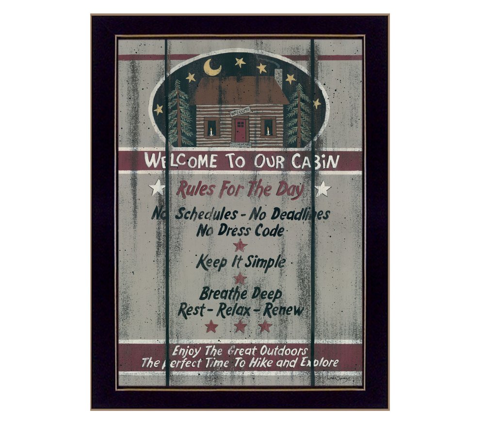 Cabin Rules 6 Black Framed Print Wall Art — view 1