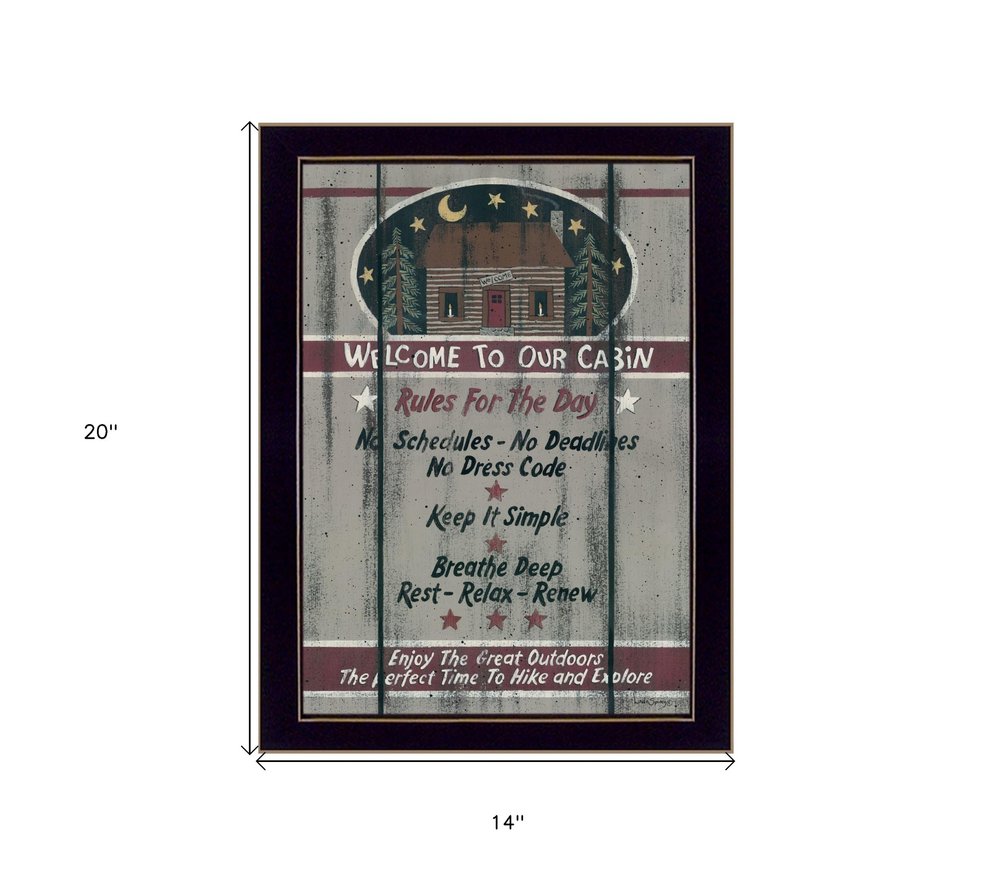 Cabin Rules 6 Black Framed Print Wall Art — view 4