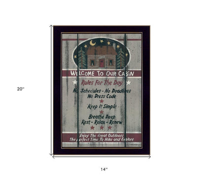 Cabin Rules 6 Black Framed Print Wall Art HomeRoots