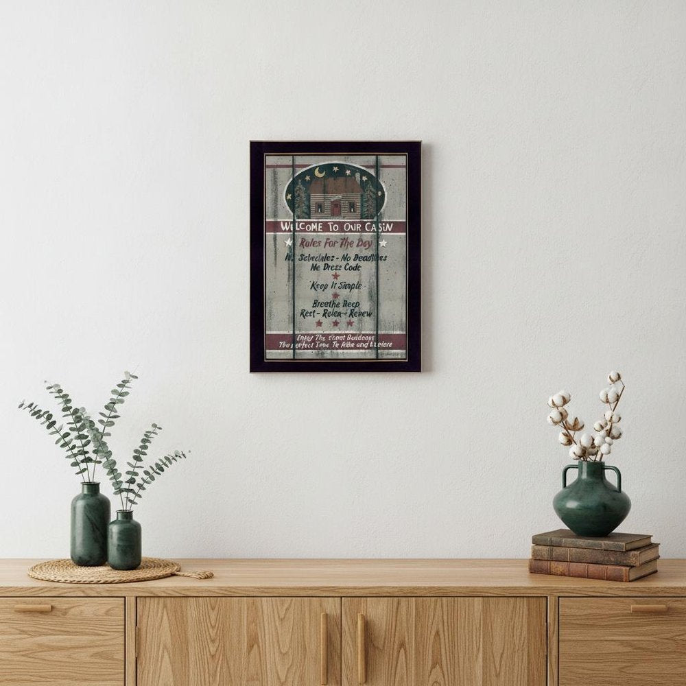 Cabin Rules 6 Black Framed Print Wall Art — view 5