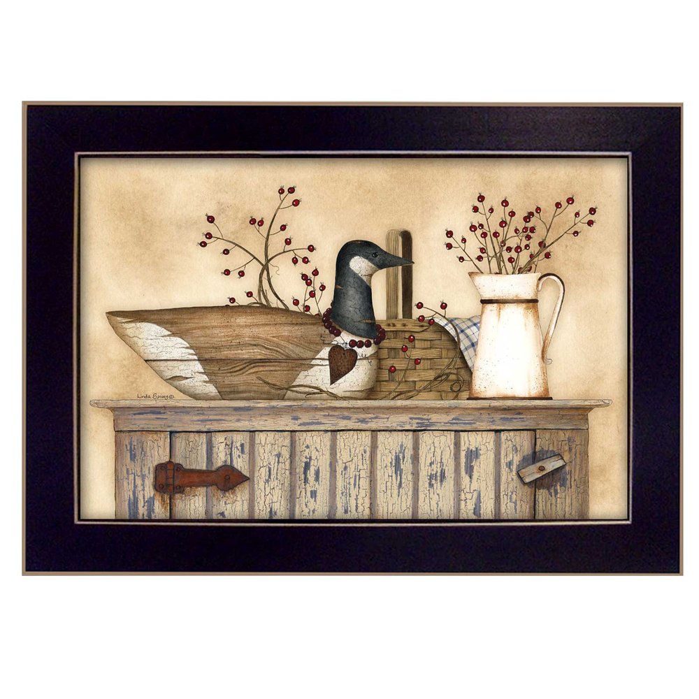 Duck and Berry Still Life Black Framed Print Wall Art HomeRoots